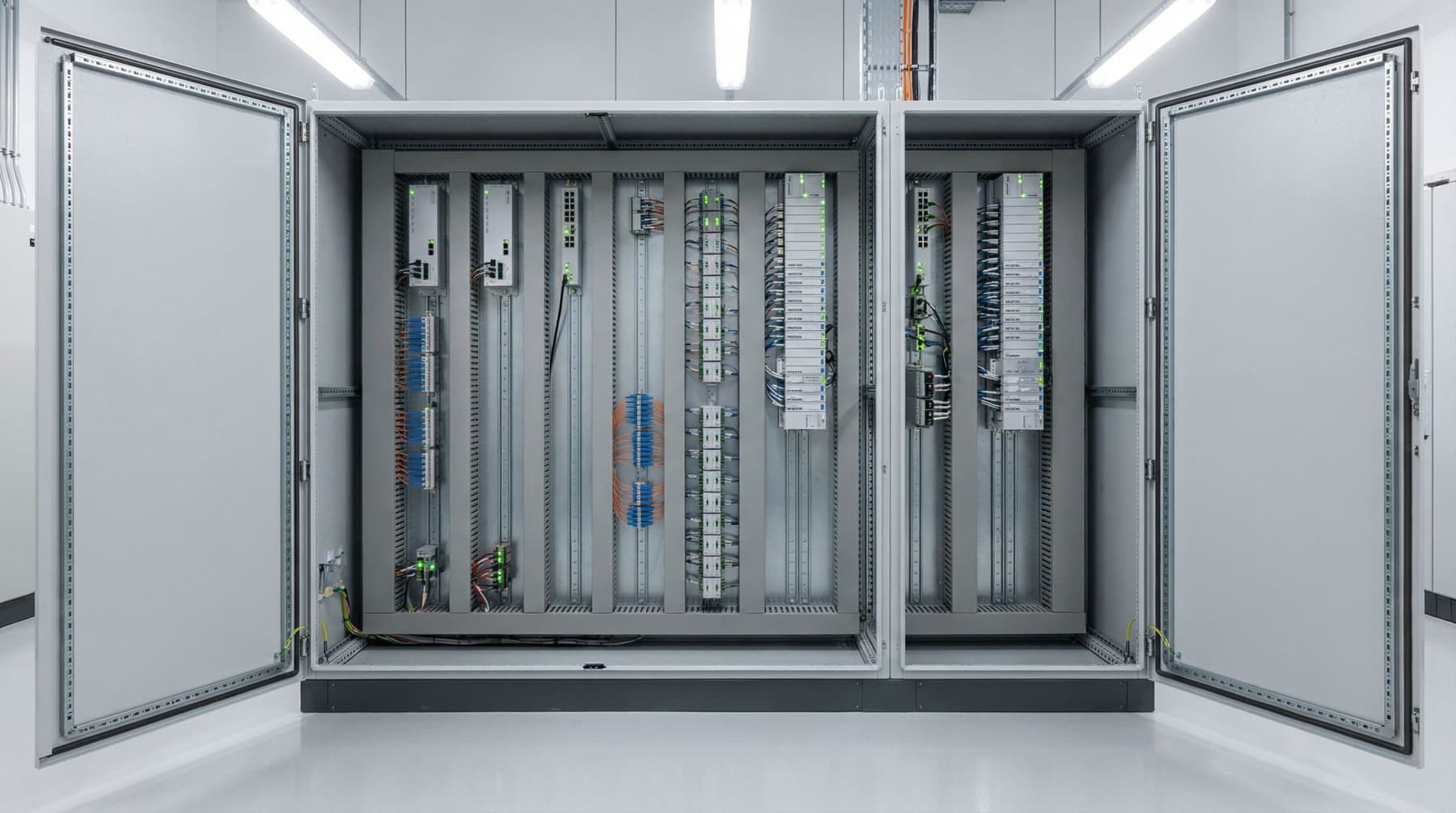 Modern DCS electronic marshalling cabinet with organized I/O modules